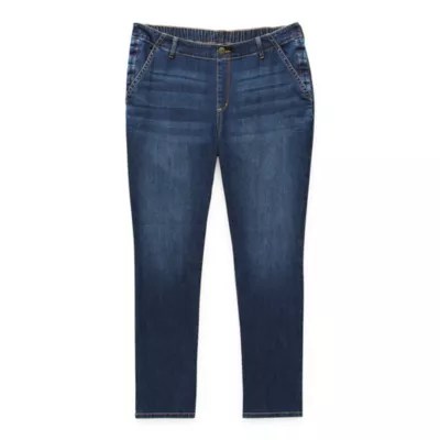 St. John's Bay Plus Womens Mid Rise Adaptive Straight Leg Jean JCPenney