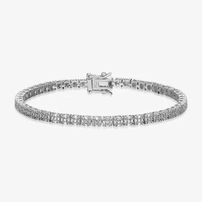 Sparkle Allure Fine Silver Plated Diamond Accent 7.25 Inch Round Tennis