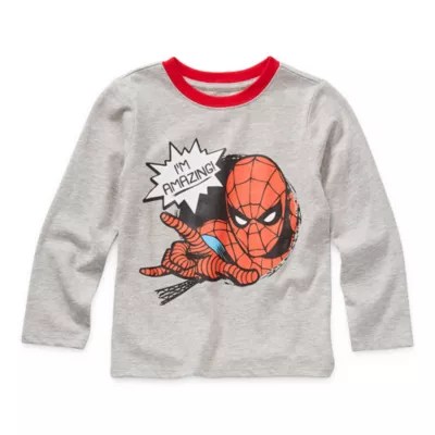 Okie Dokie Toddler Boys Crew Neck Spiderman Long Sleeve Graphic TShirt