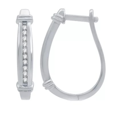 1/10 CT. T.W. Genuine White Diamond Sterling Silver Hoop Earrings