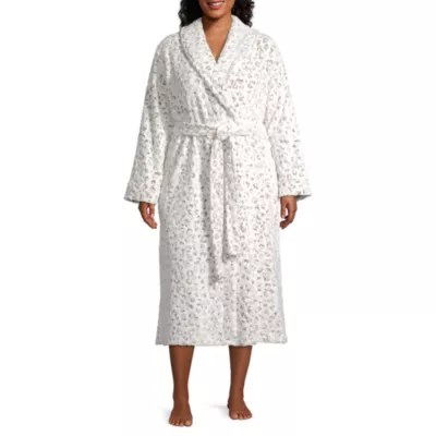 Liz Claiborne WomensPlus Fleece Robe Long Sleeve Long Length JCPenney