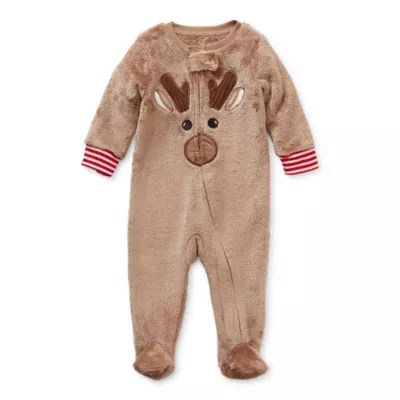 North Pole Trading Co. Reindeer Baby Unisex Knit Long Sleeve One Piece