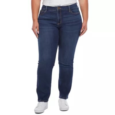 St. John's Bay Stretch Womens Mid Rise Straight Leg Jean JCPenney