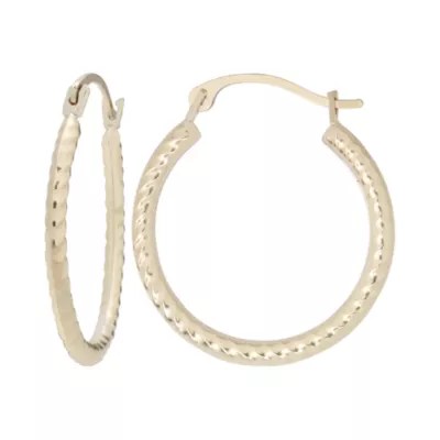 10K Gold Rope Hoop Earrings
