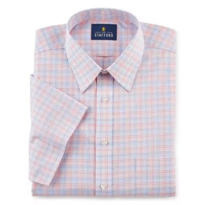 Stafford Mens Short Sleeve Travel EasyCare Broadcloth Stretch Dress