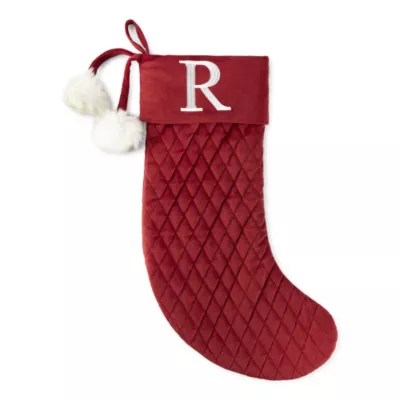 Jcpenney Christmas Stockings North Pole Trading Co. Sleigh Ride Red Velvet Monogram Quilt Christmas