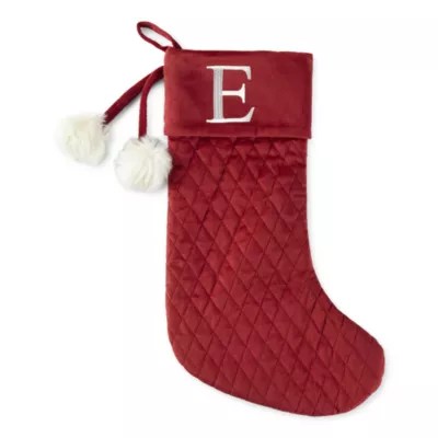 Jcpenney Personalized Christmas Stockings North Pole Trading Co. Sleigh Ride Red Velvet Monogram Quilt Christmas