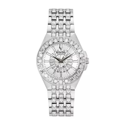 Bulova Phantom Womens Crystal Accent Silver Tone Stainless Steel