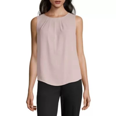 Worthington Womens Round Neck Sleeveless Blouse JCPenney