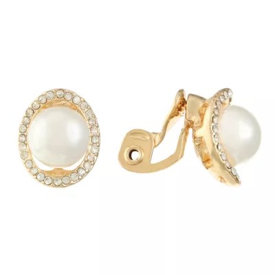 Jewelry 1 Pair Simulated Pearl Clip On Earrings, Color White