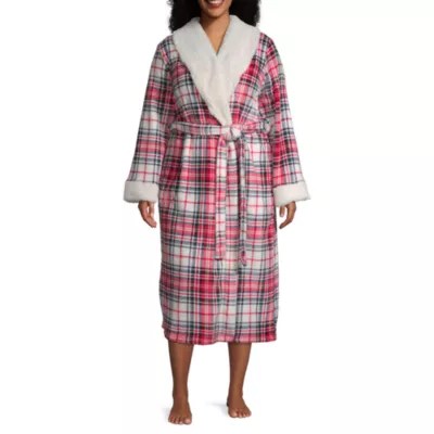 Liz Claiborne WomensPlus Fleece Robe Long Sleeve Long Length