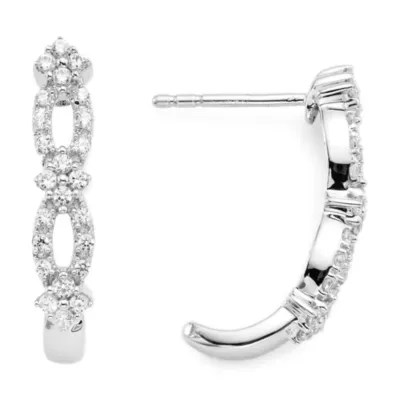 diamond blossom 3/8 CT. T.W. Diamond Sterling Silver Hoop Earrings