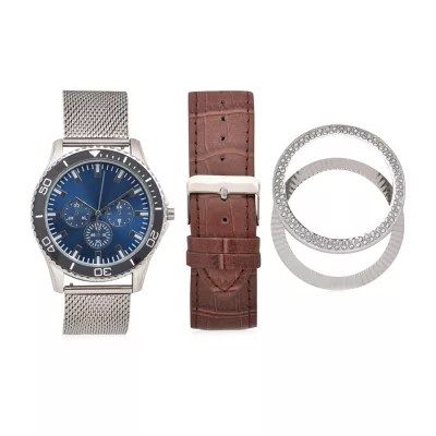 Mixit Mens Silver Tone 4pc. Watch Boxed Set Mac7046