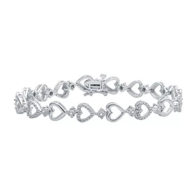 1/10 CT. T.W. Genuine White Diamond Sterling Silver Heart Tennis