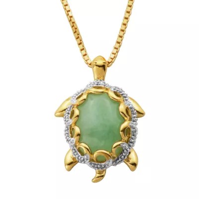 Jade Turtle Pendant Necklace 14K/Sterling Silver JCPenney