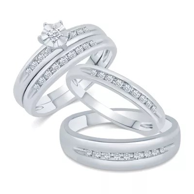 10K White Gold His and Hers Ring Sets JCPenney