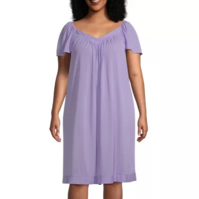 Lissome Tricot Womens Plus Short Sleeve V Neck Nightgown JCPenney