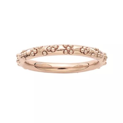 Personally Stackable 18K Rose Gold Over Sterling Silver Textured Ring