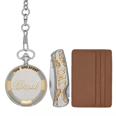 Mixit Mens Silver Tone 3pc. Pocket Watch Boxed SetFmdjset524