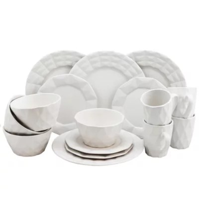 Elama Retro Chic 16pc. Glazed Dinnerware Set, Color White JCPenney