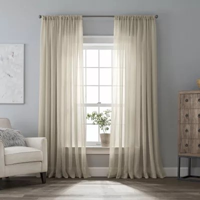Home Expressions Crushed Voile RodPocket Single Sheer Curtain Panel