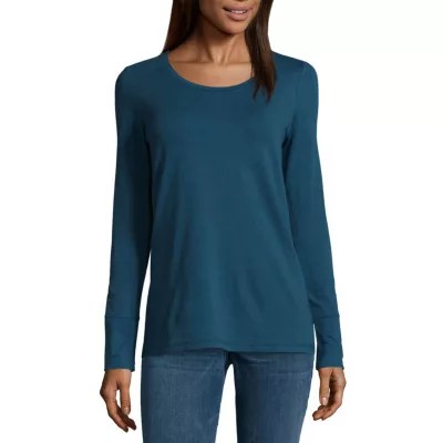 ana Long Sleeve Crew Neck T Shirt Womens JCPenney