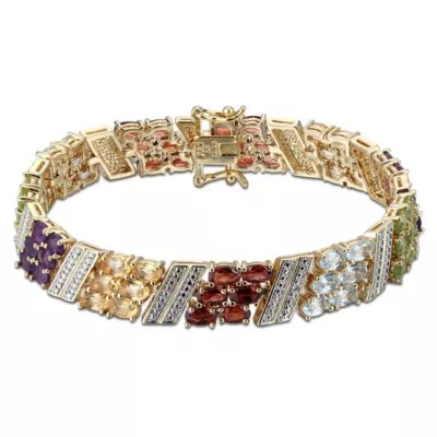 Multi Gemstone & DiamondAccent SilverPlated Bracelet JCPenney