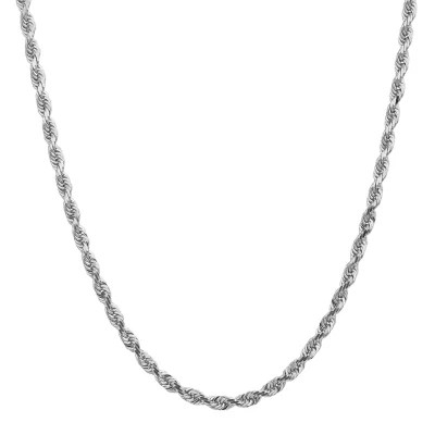 14K White Gold 20 Inch Rope Chain Necklace