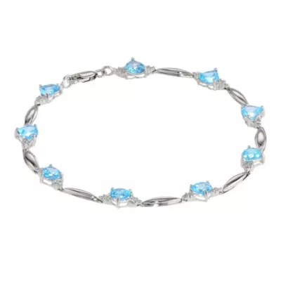 Genuine Blue Topaz HeartShaped Sterling Silver Bracelet JCPenney