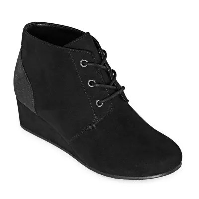 Arizona Girls Sydney Wedge Heel Booties, Color Black JCPenney