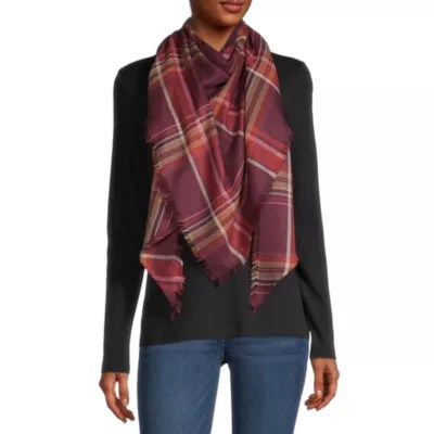 Mixit Plaid Scarf, Color Wine JCPenney