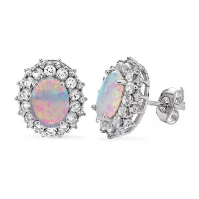 Lab Created White Opal Sterling Silver 12.7mm Stud Earrings JCPenney