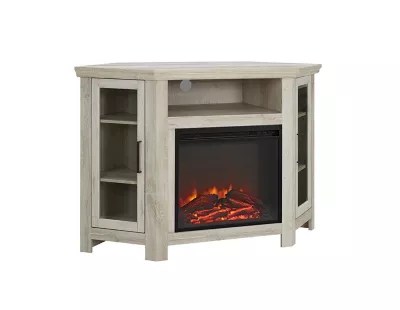 48" Wood Corner Electric Fireplace Media Console TV Stand