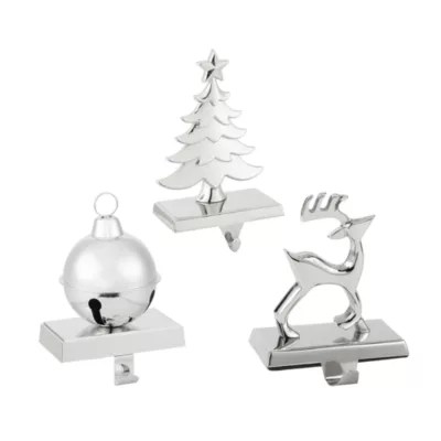 Silver Christmas Stocking Hangers North Pole Trading Co. Silver Christmas Stocking Hanger