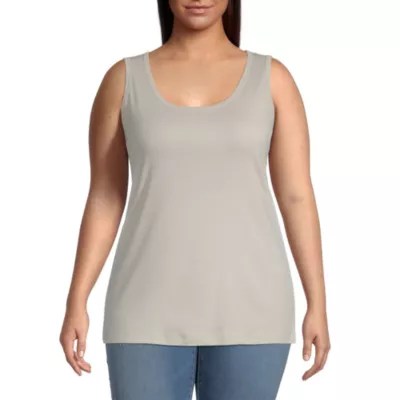 St. John's Bay Plus Womens Scoop Neck Sleeveless Tank Top JCPenney