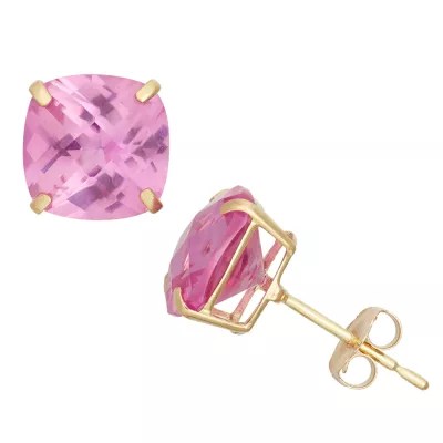 Lab Created Pink Sapphire 10K Gold 8mm Stud Earrings JCPenney