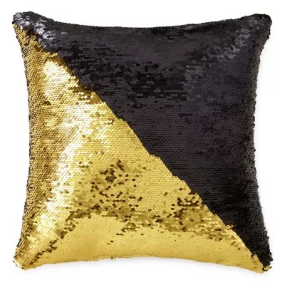 Home Expressions Sequined Mermaid Square Throw Pillow, Color Gold