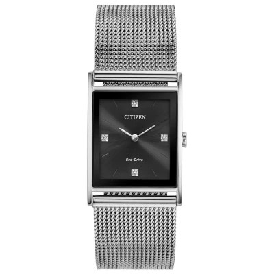 Citizen Axiom Mens Diamond Accent Silver Tone Stainless Steel Bracelet