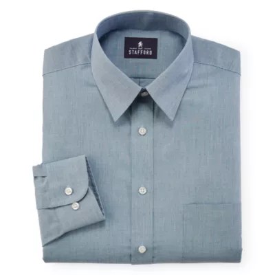Stafford Mens Travel EasyCare Broadcloth Stretch Dress Shirt, Color