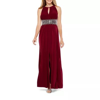 R & M Richards Sleeveless Embellished Halter Evening Gown JCPenney