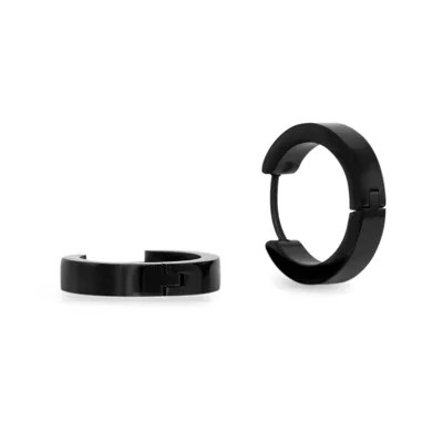Mens Black Stainless Steel Hoop Earrings, Color Black JCPenney