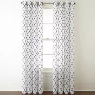 JCPenney Home Bayview Embroidery Sheer GrommetTop Curtain Panel JCPenney