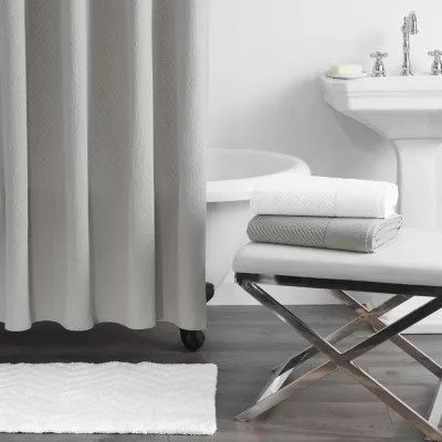 Fieldcrest Luxury Basketweave Matelasse Shower Curtain, Color Silver