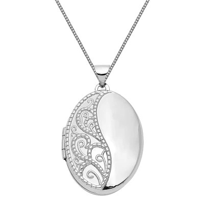 Womens 14K White Gold Oval Locket Necklace JCPenney
