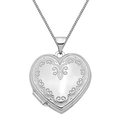 Womens 14K White Gold Heart Locket Necklace JCPenney