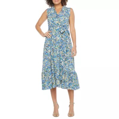 London Style Sleeveless Floral Midi Wrap Dress JCPenney