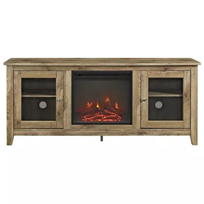 58" Wood Media TV Stand Console with Electric Fireplace