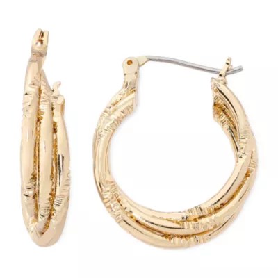 Liz Claiborne® GoldTone Small Twisted Hoop Earrings, Color Yellow