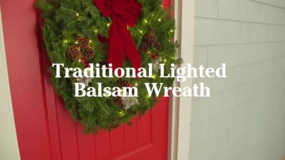 Traditional Balsam Wreath, Lighted, 24" Fresh Wreaths & Greenery at L