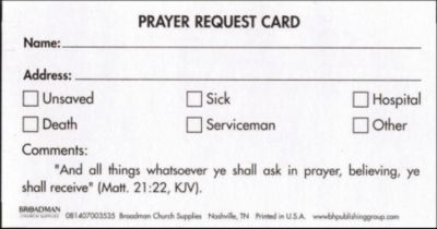 Prayer request card Lifeway